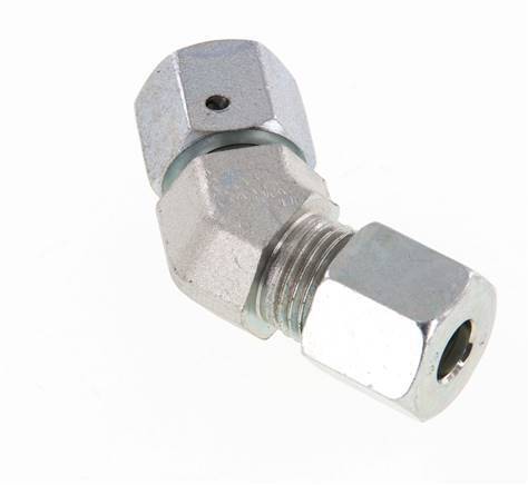 8S Zink plated Steel 45deg Elbow Cutting Fitting with Swivel 630 bar NBR O-ring Sealing Cone Adjustable ISO 8434-1