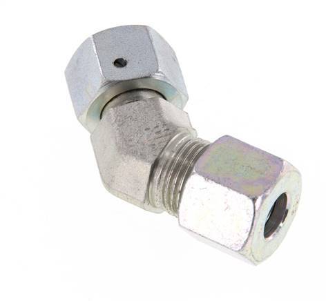 10S Zink plated Steel 45deg Elbow Cutting Fitting with Swivel 630 bar NBR O-ring Sealing Cone Adjustable ISO 8434-1