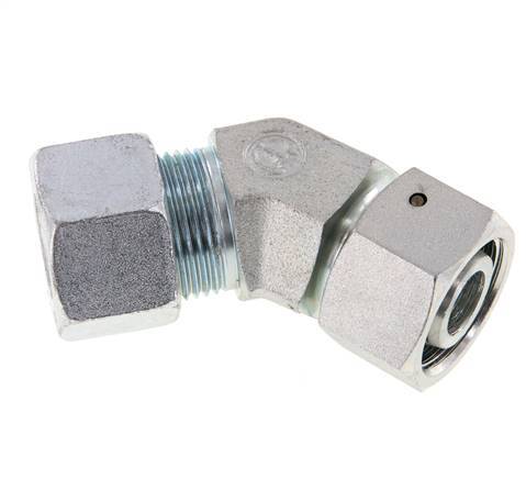 20S Zink plated Steel 45deg Elbow Cutting Fitting with Swivel 400 bar NBR O-ring Sealing Cone Adjustable ISO 8434-1
