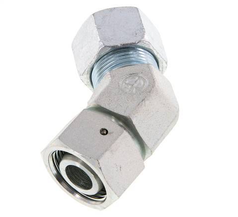 20S Zink plated Steel 45deg Elbow Cutting Fitting with Swivel 400 bar NBR O-ring Sealing Cone Adjustable ISO 8434-1