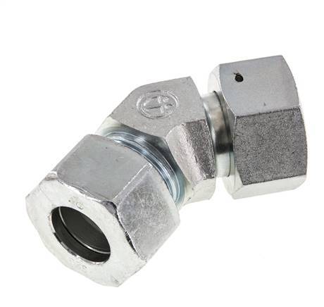 25S Zink plated Steel 45deg Elbow Cutting Fitting with Swivel 400 bar NBR O-ring Sealing Cone Adjustable ISO 8434-1