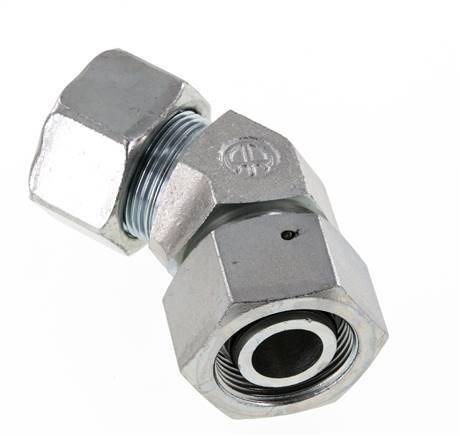 25S Zink plated Steel 45deg Elbow Cutting Fitting with Swivel 400 bar NBR O-ring Sealing Cone Adjustable ISO 8434-1