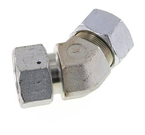 30S Zink plated Steel 45deg Elbow Cutting Fitting with Swivel 400 bar NBR O-ring Sealing Cone Adjustable ISO 8434-1