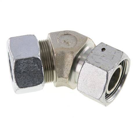 30S Zink plated Steel 45deg Elbow Cutting Fitting with Swivel 400 bar NBR O-ring Sealing Cone Adjustable ISO 8434-1
