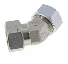 38S Zink plated Steel 45deg Elbow Cutting Fitting with Swivel 315 bar NBR O-ring Sealing Cone Adjustable ISO 8434-1