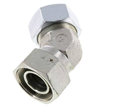 38S Zink plated Steel 45deg Elbow Cutting Fitting with Swivel 315 bar NBR O-ring Sealing Cone Adjustable ISO 8434-1