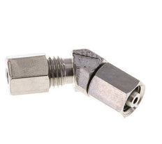 6L Stainless Steel 45deg Elbow Cutting Fitting with Swivel 315 bar FKM O-ring Sealing Cone Adjustable ISO 8434-1