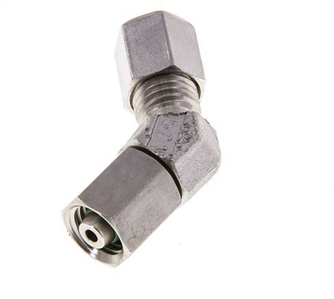 6L Stainless Steel 45deg Elbow Cutting Fitting with Swivel 315 bar FKM O-ring Sealing Cone Adjustable ISO 8434-1