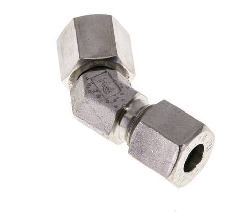 8L Stainless Steel 45deg Elbow Cutting Fitting with Swivel 315 bar FKM O-ring Sealing Cone Adjustable ISO 8434-1