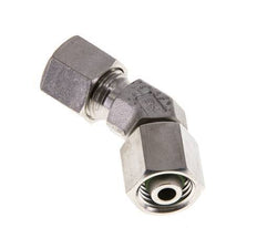 8L Stainless Steel 45deg Elbow Cutting Fitting with Swivel 315 bar FKM O-ring Sealing Cone Adjustable ISO 8434-1