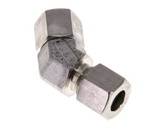 10L Stainless Steel 45deg Elbow Cutting Fitting with Swivel 315 bar FKM O-ring Sealing Cone Adjustable ISO 8434-1