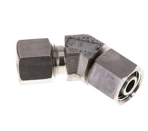 10L Stainless Steel 45deg Elbow Cutting Fitting with Swivel 315 bar FKM O-ring Sealing Cone Adjustable ISO 8434-1