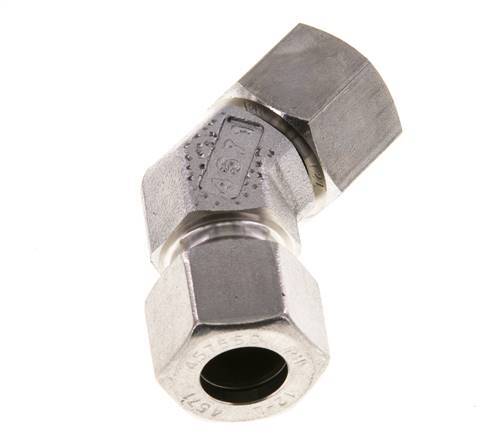 12L Stainless Steel 45deg Elbow Cutting Fitting with Swivel 315 bar FKM O-ring Sealing Cone Adjustable ISO 8434-1