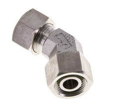 15L Stainless Steel 45deg Elbow Cutting Fitting with Swivel 315 bar FKM O-ring Sealing Cone Adjustable ISO 8434-1