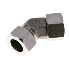 22L Stainless Steel 45deg Elbow Cutting Fitting with Swivel 160 bar FKM O-ring Sealing Cone Adjustable ISO 8434-1
