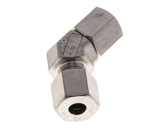 8S Stainless Steel 45deg Elbow Cutting Fitting with Swivel 630 bar FKM O-ring Sealing Cone Adjustable ISO 8434-1