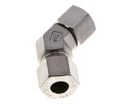 12S Stainless Steel 45deg Elbow Cutting Fitting with Swivel 630 bar FKM O-ring Sealing Cone Adjustable ISO 8434-1