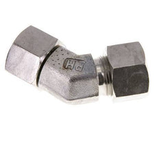 16S Stainless Steel 45deg Elbow Cutting Fitting with Swivel 400 bar FKM O-ring Sealing Cone Adjustable ISO 8434-1