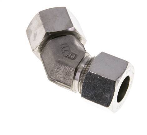 20S Stainless Steel 45deg Elbow Cutting Fitting with Swivel 400 bar FKM O-ring Sealing Cone Adjustable ISO 8434-1