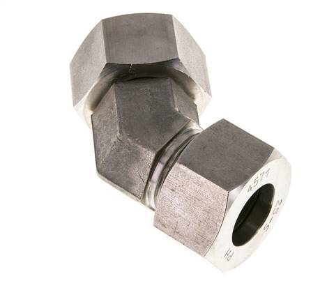 25S Stainless Steel 45deg Elbow Cutting Fitting with Swivel 400 bar FKM O-ring Sealing Cone Adjustable ISO 8434-1