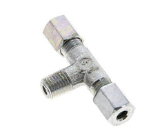 4LL & M8x1 (con) Zink plated Steel T-Shape Tee Cutting Fitting with Male Threads 100 bar ISO 8434-1