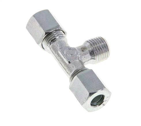 6LL & M10x1 (con) Zink plated Steel T-Shape Tee Cutting Fitting with Male Threads 100 bar ISO 8434-1