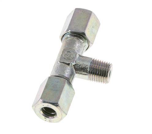 6L & M10x1 (con) Zink plated Steel T-Shape Tee Cutting Fitting with Male Threads 315 bar ISO 8434-1