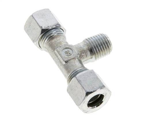 10L & M14x1.5 (con) Zink plated Steel T-Shape Tee Cutting Fitting with Male Threads 315 bar ISO 8434-1