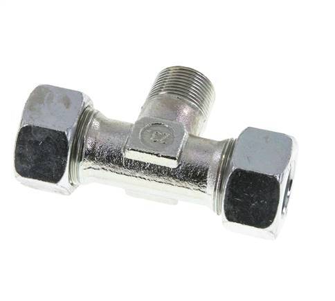 18L & M22x1.5 (con) Zink plated Steel T-Shape Tee Cutting Fitting with Male Threads 315 bar ISO 8434-1