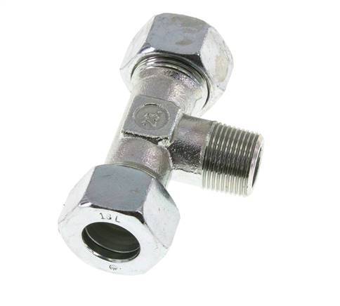 18L & M22x1.5 (con) Zink plated Steel T-Shape Tee Cutting Fitting with Male Threads 315 bar ISO 8434-1