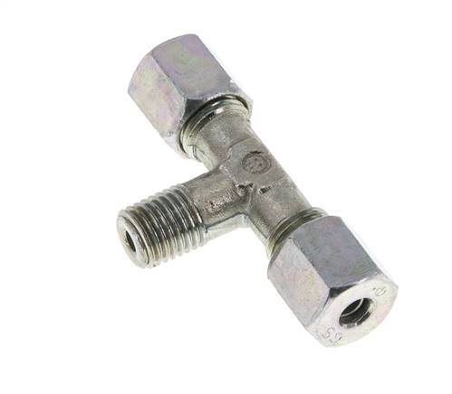 6S & M12x1.5 (con) Zink plated Steel T-Shape Tee Cutting Fitting with Male Threads 640 bar ISO 8434-1