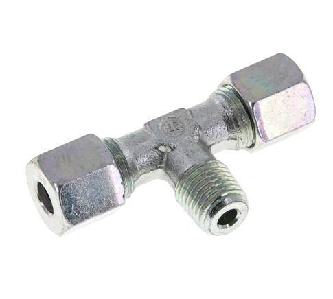 8S & M14x1.5 (con) Zink plated Steel T-Shape Tee Cutting Fitting with Male Threads 640 bar ISO 8434-1