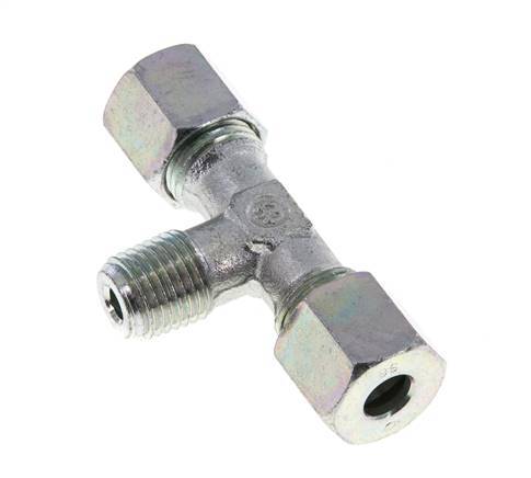8S & M14x1.5 (con) Zink plated Steel T-Shape Tee Cutting Fitting with Male Threads 640 bar ISO 8434-1