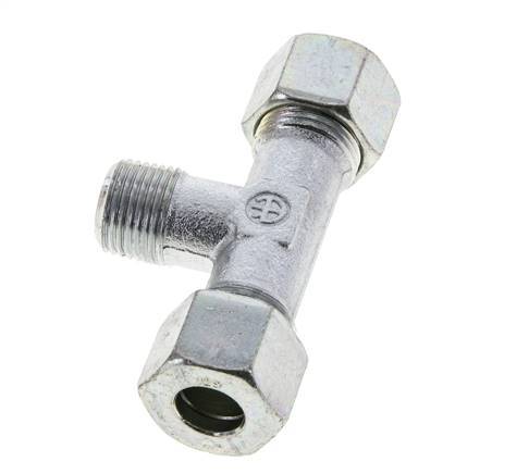 12S & M18x1.5 (con) Zink plated Steel T-Shape Tee Cutting Fitting with Male Threads 640 bar ISO 8434-1