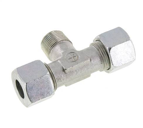 14S & M20x1.5 (con) Zink plated Steel T-Shape Tee Cutting Fitting with Male Threads 640 bar ISO 8434-1