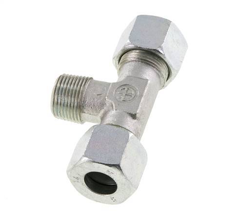 14S & M20x1.5 (con) Zink plated Steel T-Shape Tee Cutting Fitting with Male Threads 640 bar ISO 8434-1