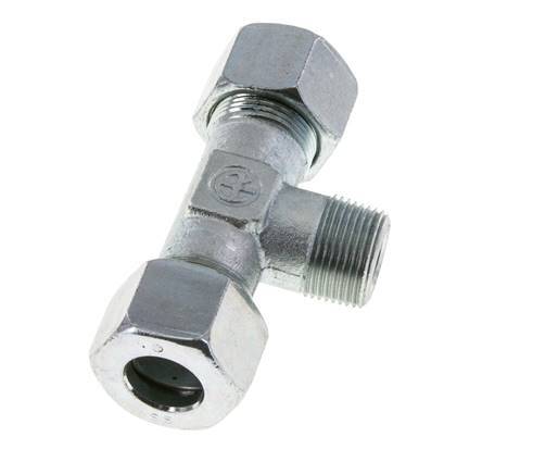 16S & M22x1.5 (con) Zink plated Steel T-Shape Tee Cutting Fitting with Male Threads 400 bar ISO 8434-1