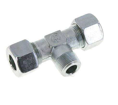 16S & M22x1.5 (con) Zink plated Steel T-Shape Tee Cutting Fitting with Male Threads 400 bar ISO 8434-1