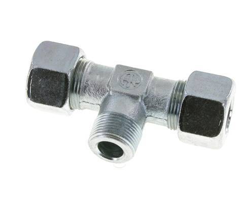 16S & M22x1.5 (con) Zink plated Steel T-Shape Tee Cutting Fitting with Male Threads 400 bar ISO 8434-1