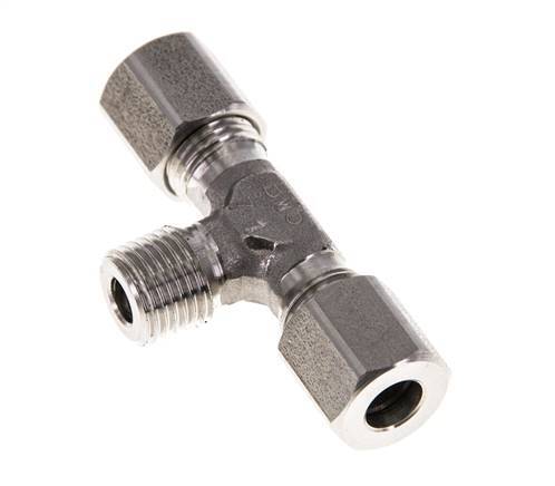 6LL & M10x1 (con) Stainless Steel T-Shape Tee Cutting Fitting with Male Threads 100 bar ISO 8434-1