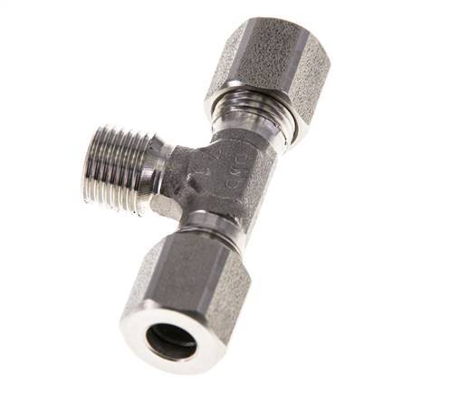 6LL & M10x1 (con) Stainless Steel T-Shape Tee Cutting Fitting with Male Threads 100 bar ISO 8434-1