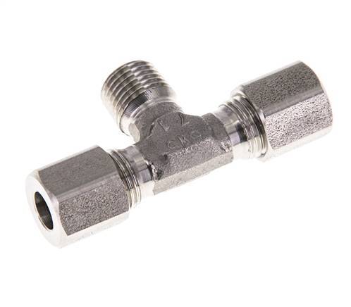 6LL & M10x1 (con) Stainless Steel T-Shape Tee Cutting Fitting with Male Threads 100 bar ISO 8434-1