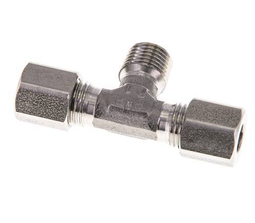 6LL & M10x1 (con) Stainless Steel T-Shape Tee Cutting Fitting with Male Threads 100 bar ISO 8434-1