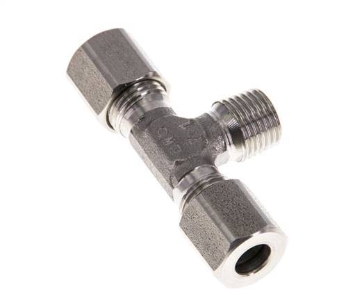 6LL & M10x1 (con) Stainless Steel T-Shape Tee Cutting Fitting with Male Threads 100 bar ISO 8434-1
