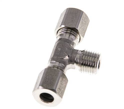 6LL & M10x1 (con) Stainless Steel T-Shape Tee Cutting Fitting with Male Threads 100 bar ISO 8434-1