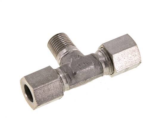 8LL & M10x1 (con) Stainless Steel T-Shape Tee Cutting Fitting with Male Threads 100 bar ISO 8434-1