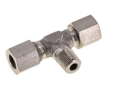 8LL & M10x1 (con) Stainless Steel T-Shape Tee Cutting Fitting with Male Threads 100 bar ISO 8434-1