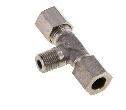 8LL & M10x1 (con) Stainless Steel T-Shape Tee Cutting Fitting with Male Threads 100 bar ISO 8434-1