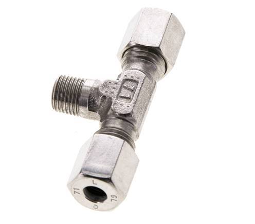 6L & M10x1 (con) Stainless Steel T-Shape Tee Cutting Fitting with Male Threads 315 bar ISO 8434-1