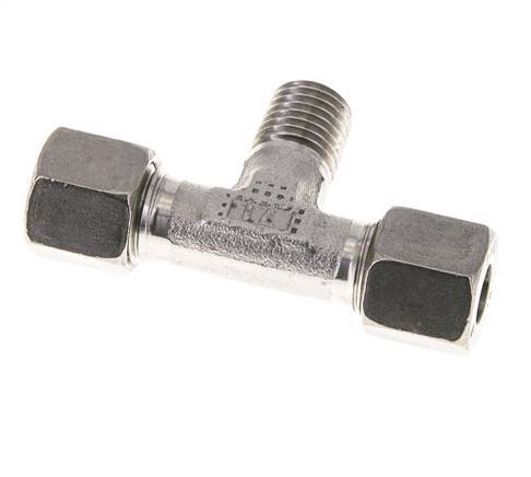 8L & M12x1.5 (con) Stainless Steel T-Shape Tee Cutting Fitting with Male Threads 315 bar ISO 8434-1